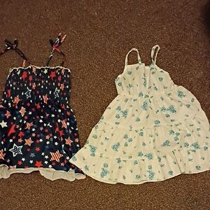 Kidgets Navy Star Print Dress and White Floral Sundress